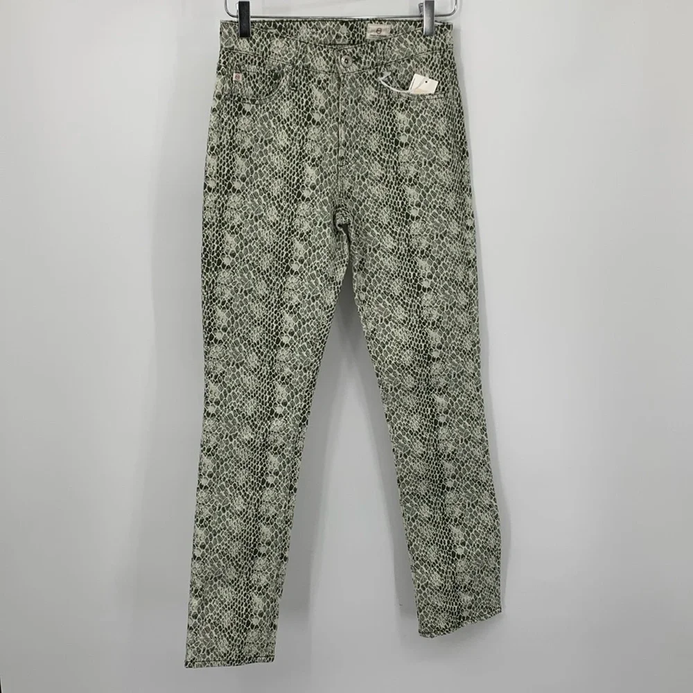 AG Adriano Goldschmied Mari jeans denim snake print hi rise straight leg new 26